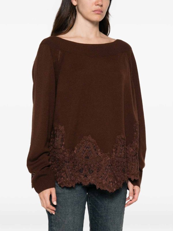 The Best Shops ERMANNO SCERVINO: Strickpullover mit Rundhalsausschnitt - Rundhalspullover - Braun