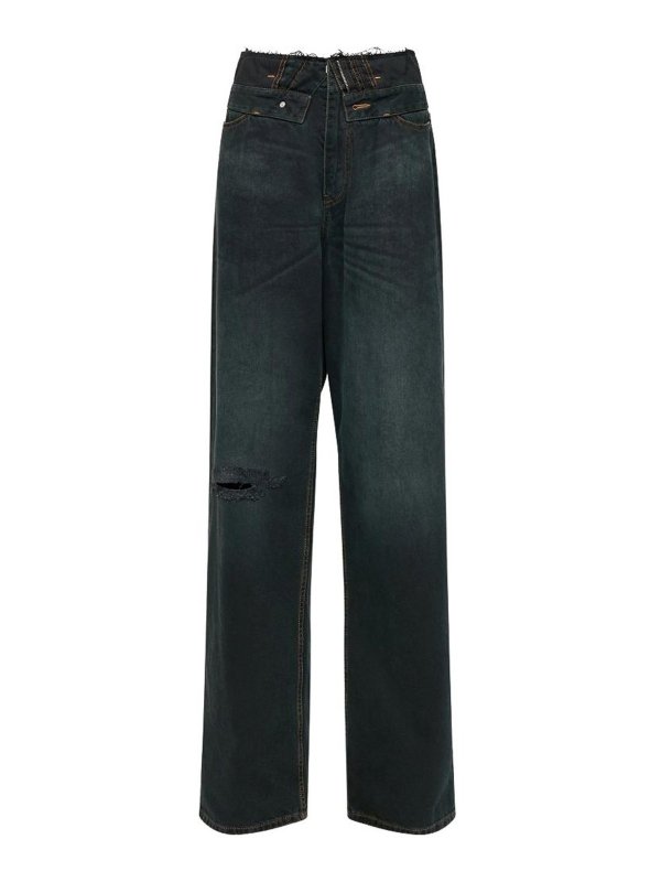 MM6 MAISON MARGIELA: ストレートジーンズ - ストレートジーンズ - ブルー
