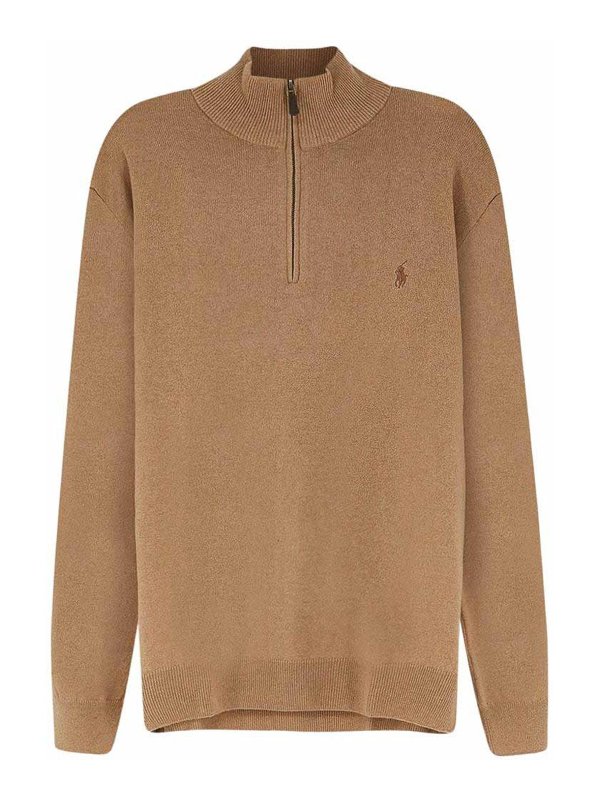 POLO RALPH LAUREN: Strickpullover mit Rundhalsausschnitt - Rundhalspullover - Camel