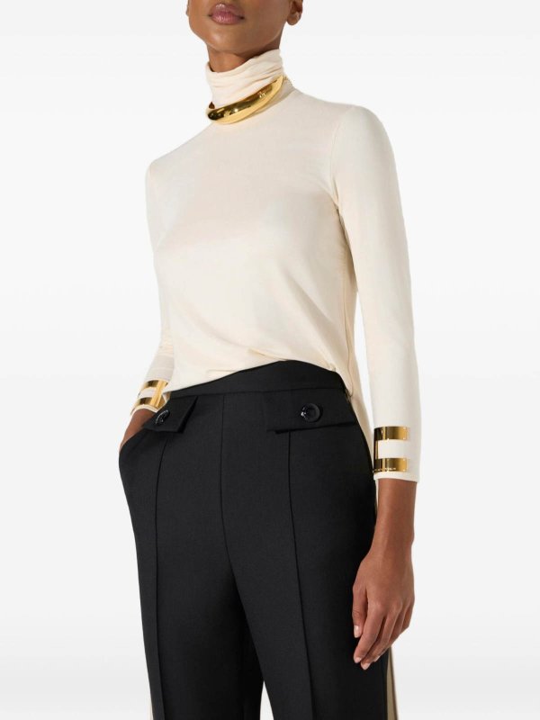 The Best Shops ELISABETTA FRANCHI: Strickpullover mit Rundhalsausschnitt - Rundhalspullover - Weiß