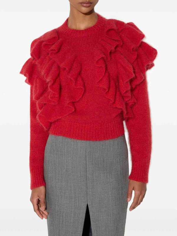 クルーネック - 赤 shop online: ELISABETTA FRANCHI
