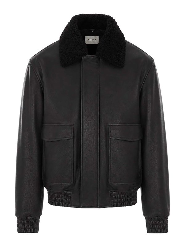 ARMA: leather jacket - Black Bari Leather Jacket