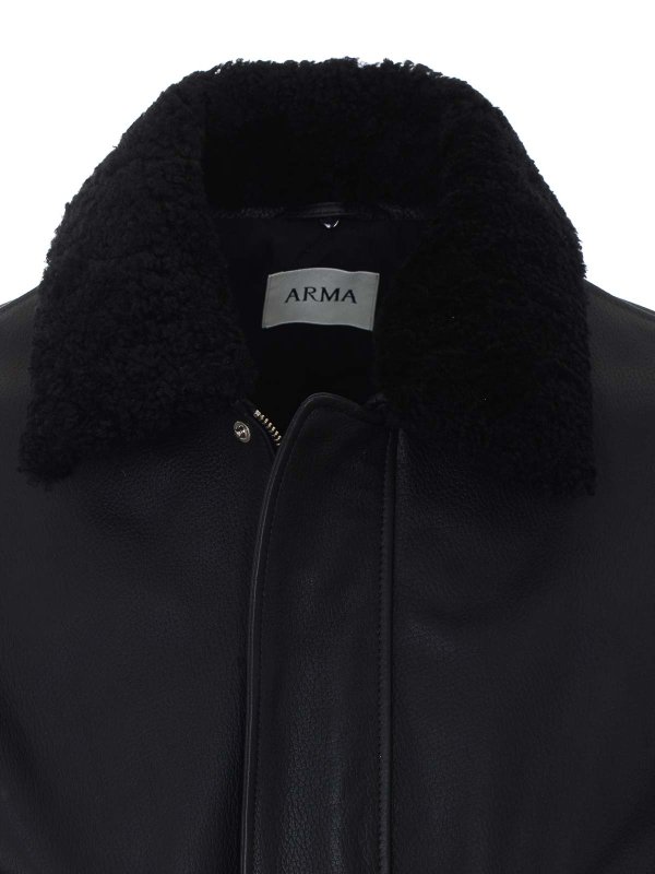 Black Bari Leather Jacket shop online: ARMA