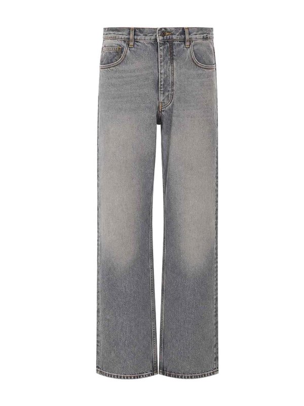 OFF-WHITE: Jeans Rectos - Vaqueros Rectos - Gris