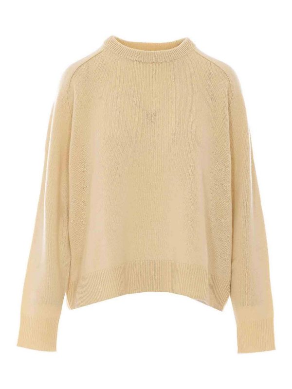 SOFT GOAT: Strickpullover mit Rundhalsausschnitt - Rundhalspullover - Weiß