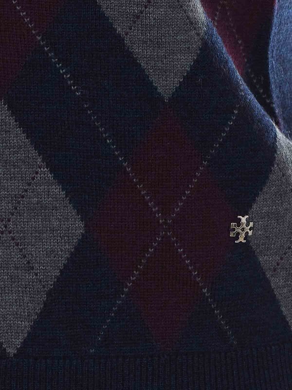 The Best Shops TORY BURCH: Strickpullover mit Rundhalsausschnitt - Rundhalspullover - Blau