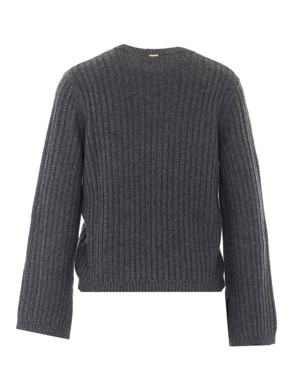 TWINSET: Strickpullover mit Rundhalsausschnitt online - Rundhalspullover - Grau