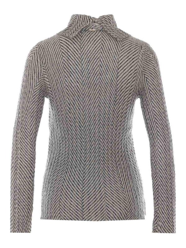 TWINSET: Strickpullover mit Rundhalsausschnitt online - Rundhalspullover - Grau