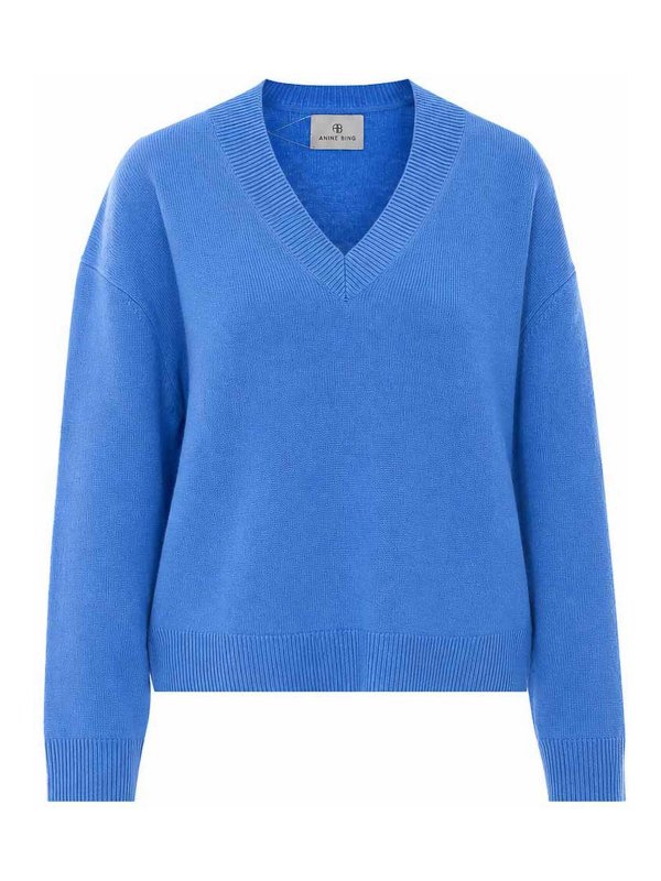 ANINE BING: Strickpullover mit Rundhalsausschnitt - Rundhalspullover - Blau