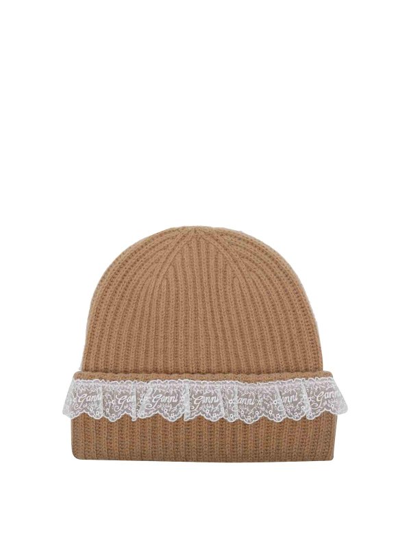 GANNI: Gorros - Gorro - Beis