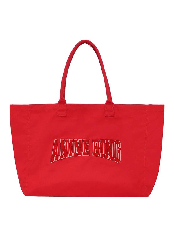 ANINE BING: トートバッグ - トートバッグ - 赤