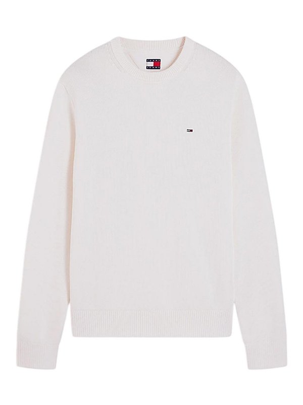 TOMMY HILFIGER: Strickpullover mit Rundhalsausschnitt - Rundhalspullover - Weiß