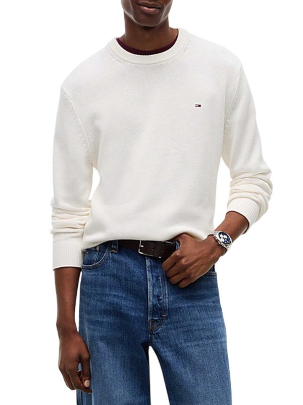 TOMMY HILFIGER: Strickpullover mit Rundhalsausschnitt online - Rundhalspullover - Weiß
