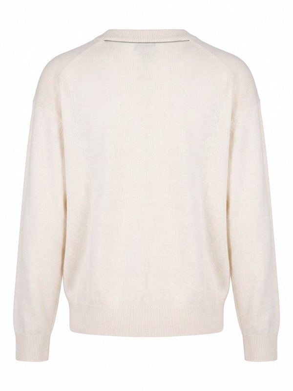 BRUNELLO CUCINELLI: Col en V online - Pull À Col V - Blanc