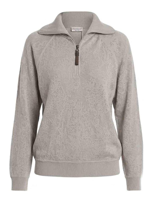 BRUNELLO CUCINELLI: crew necks - Half-Zip Sweater