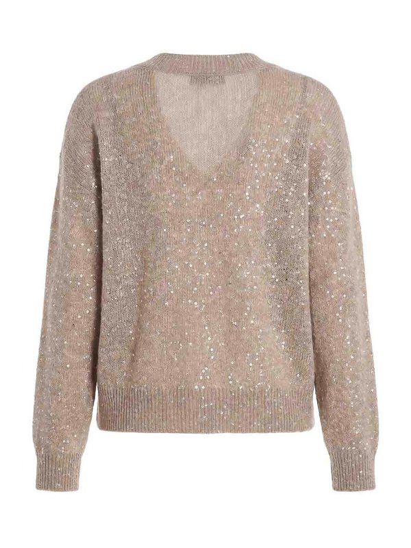 BRUNELLO CUCINELLI: Strickpullover mit Rundhalsausschnitt online - Rundhalspullover - Braun