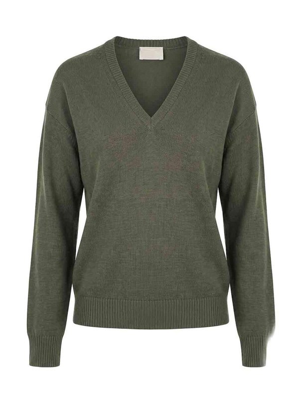DRUMOHR: Strickpullover mit V-Ausschnitt - V-Pullover - Weiß