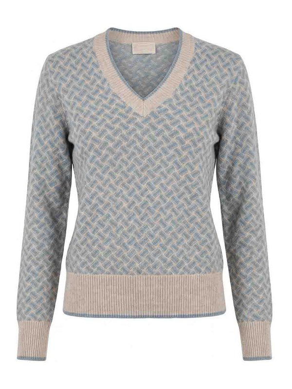 DRUMOHR: Col en V - Pull À Col V - Blanc