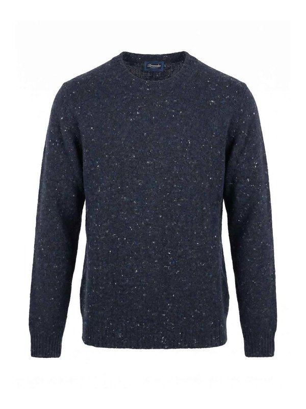 DRUMOHR: Strickpullover mit Rundhalsausschnitt - Rundhalspullover - Blau