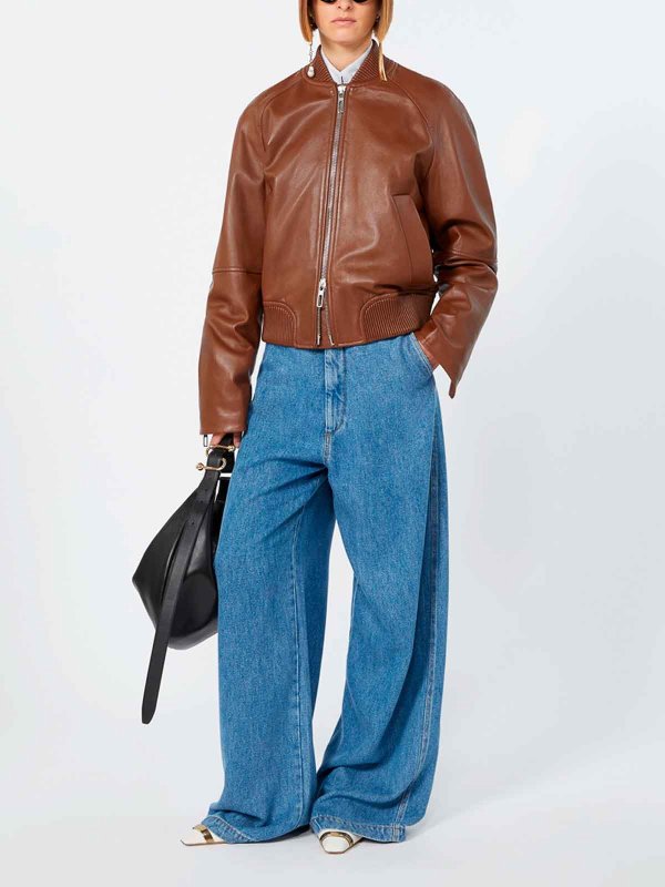 SPORTMAX: レザージャケット online - レザージャケット - ブラウン