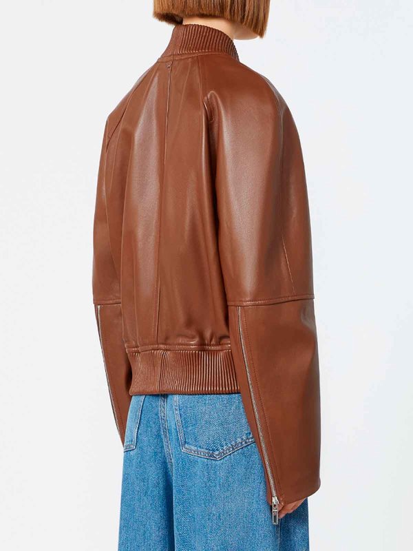 レザージャケット - ブラウン shop online: SPORTMAX