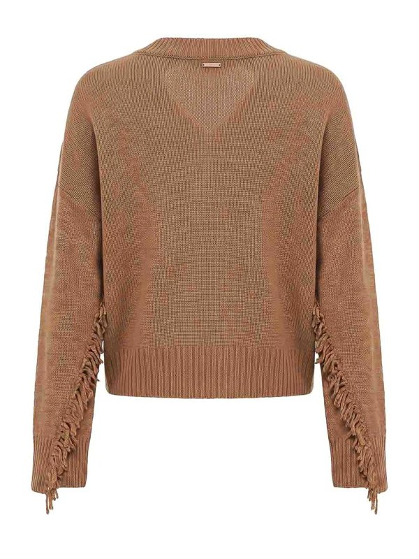 TWINSET: Strickpullover mit Rundhalsausschnitt online - Rundhalspullover - Beige