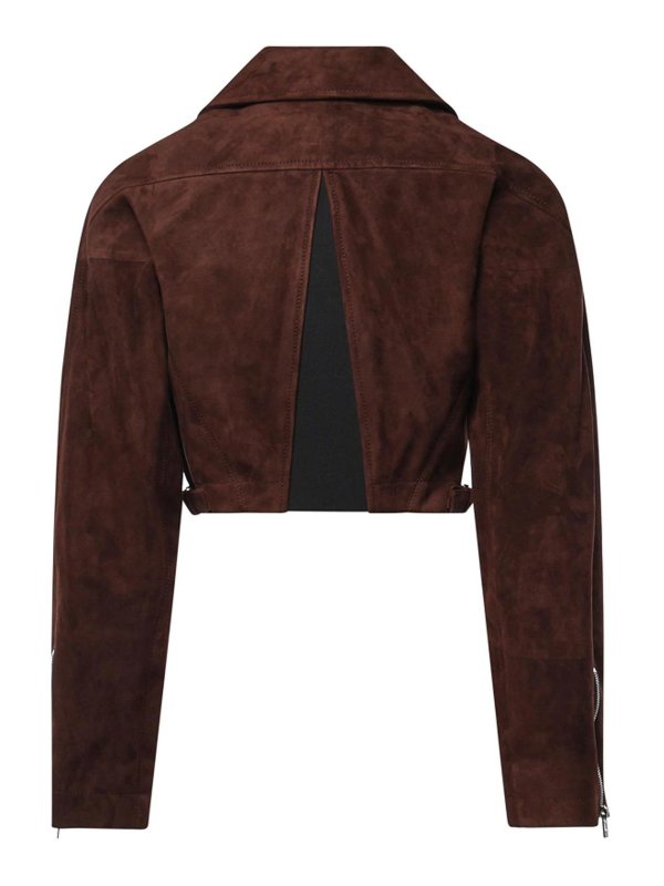 Alaïa: casual jackets online - Cropped Suede Biker Jacket