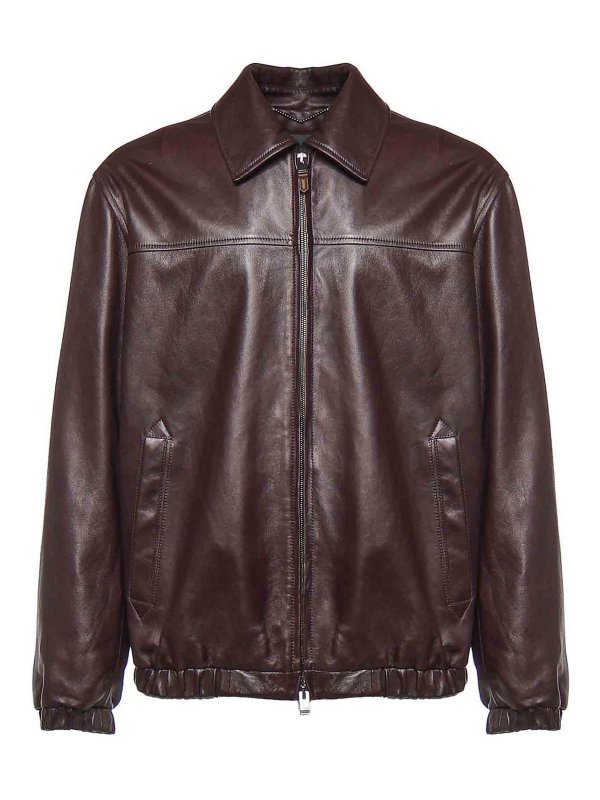CANALI: レザーコート - レザーコート - ボルドー