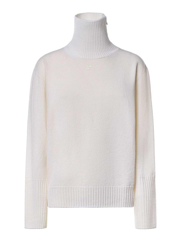 Courreges: Pull col rond - Pull Col Rond - Blanc