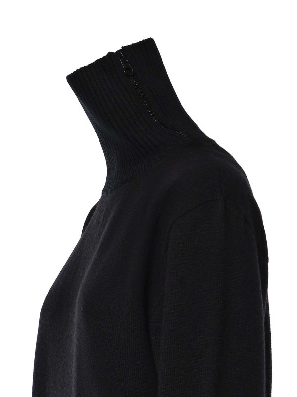 The Best Shops Courreges: Strickpullover mit Rundhalsausschnitt - Rundhalspullover - Schwarz