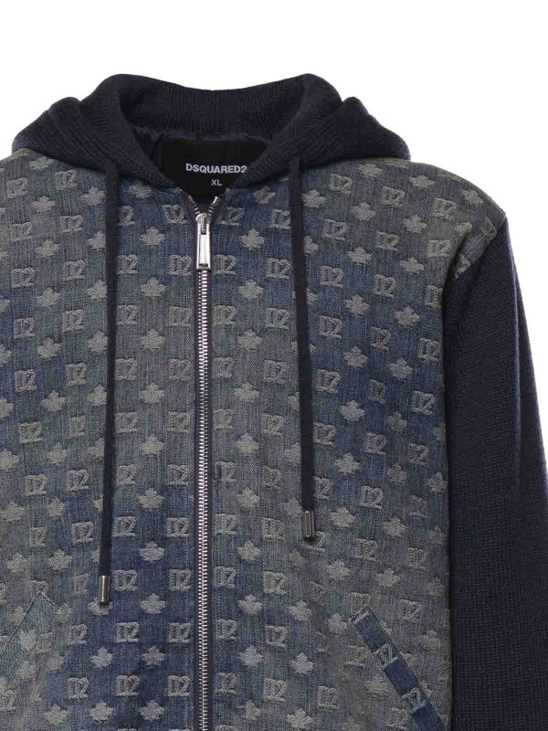 The Best Shops DSQUARED2: cardigans - D2 Monogram Wool Zip-Up Cardigan