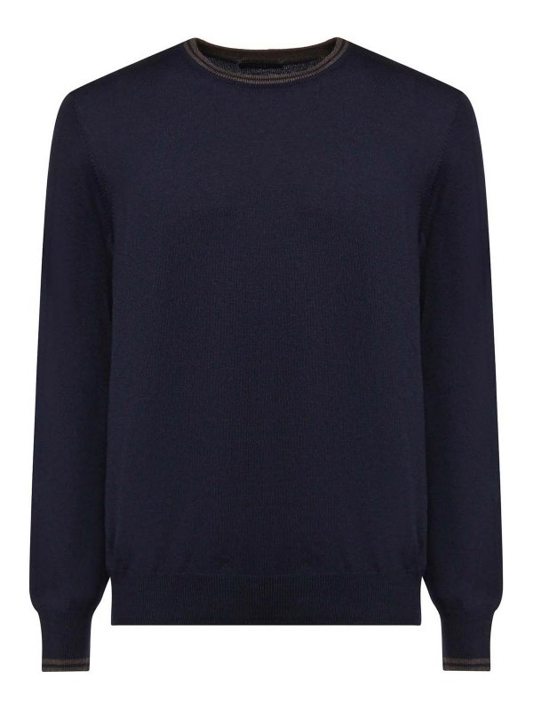 FAY: Strickpullover mit Rundhalsausschnitt - Rundhalspullover - Blau