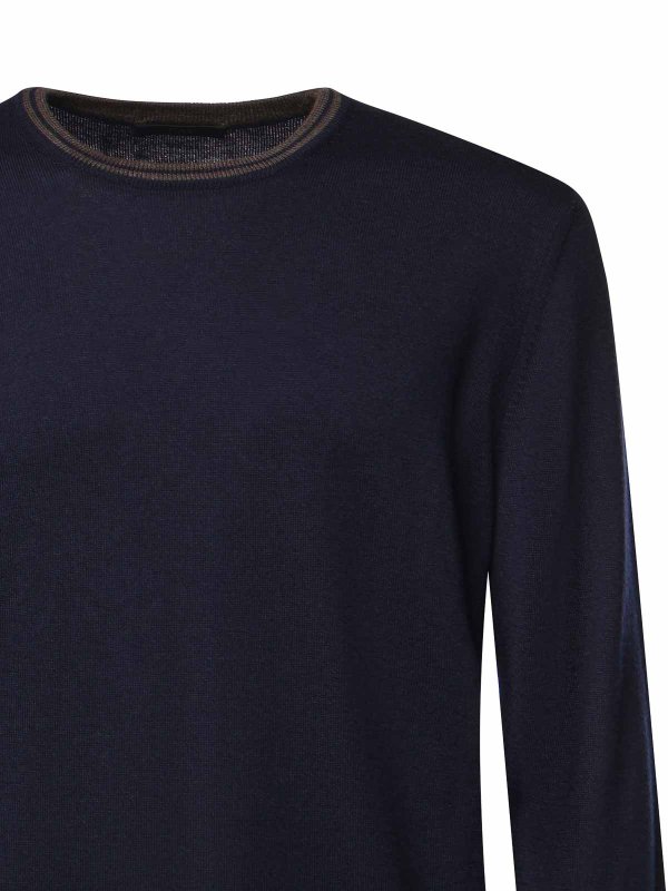 The Best Shops FAY: Strickpullover mit Rundhalsausschnitt - Rundhalspullover - Blau