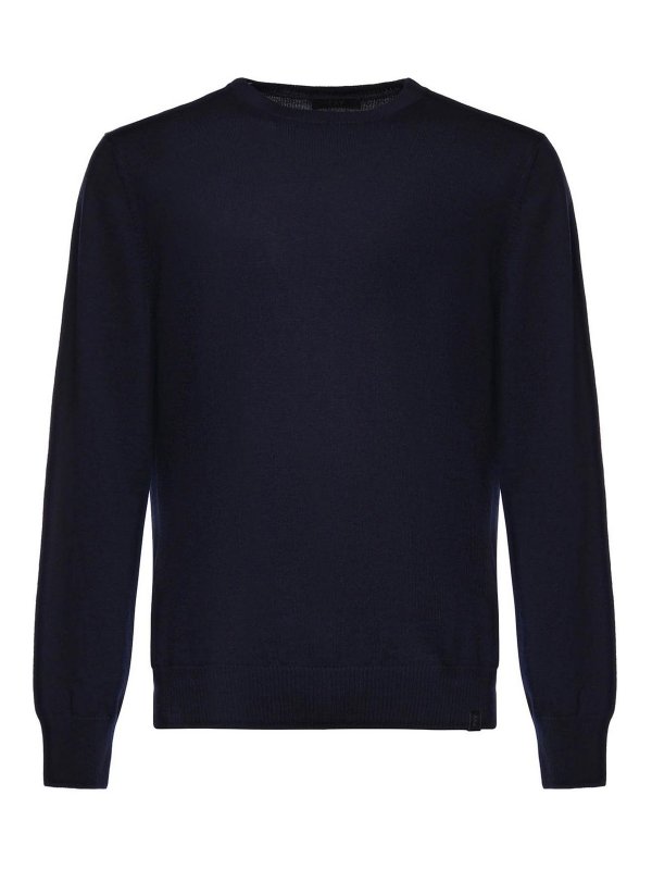 FAY: Strickpullover mit Rundhalsausschnitt - Rundhalspullover - Blau