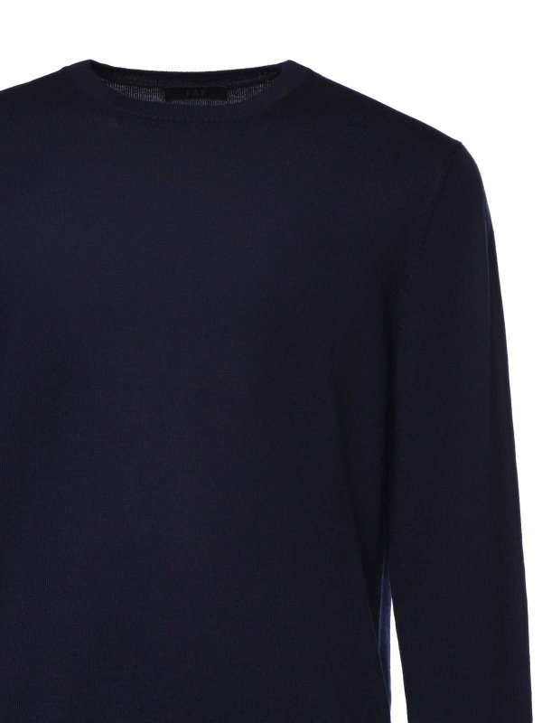 The Best Shops FAY: Strickpullover mit Rundhalsausschnitt - Rundhalspullover - Blau