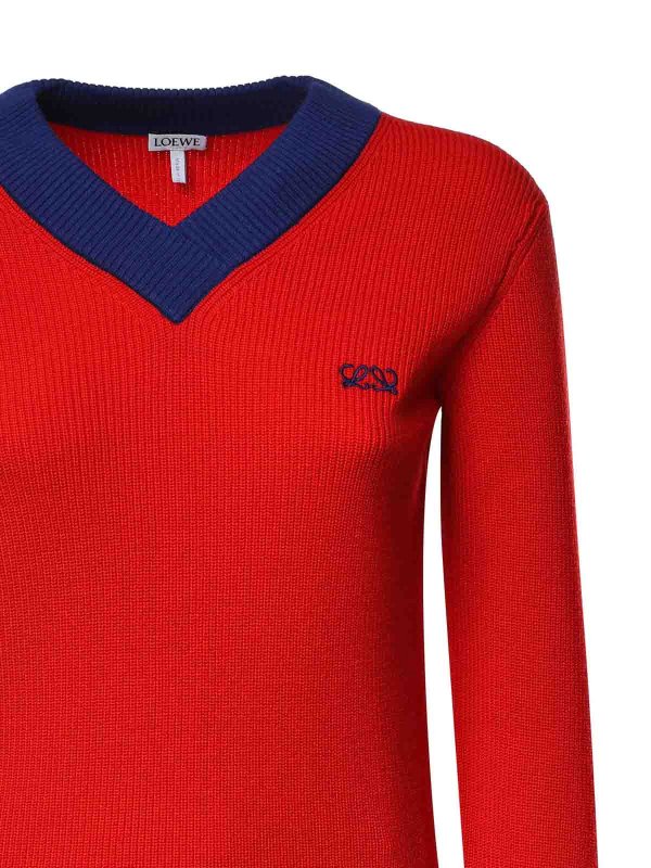 The Best Shops LOEWE: Strickpullover mit Rundhalsausschnitt - Rundhalspullover - Rot
