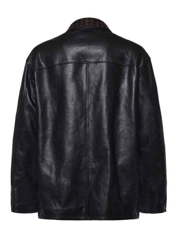 Marni: leather jacket online - Studded Leather Jacket