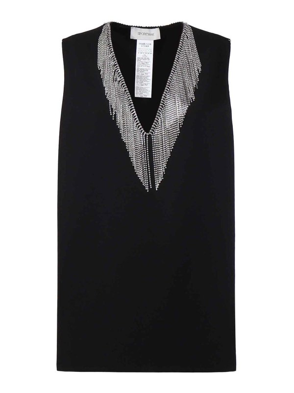 SPORTMAX: Tops y camisetas sin mangas - Top - Negro