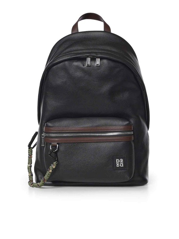 DSQUARED2: backpacks - Leather Backpack With Logo