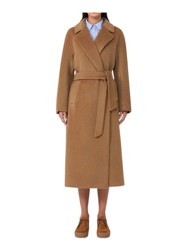 WEEKEND MAX MARA: 毛皮＆シアリングコート - 毛皮/ムートンコート - ベージュ