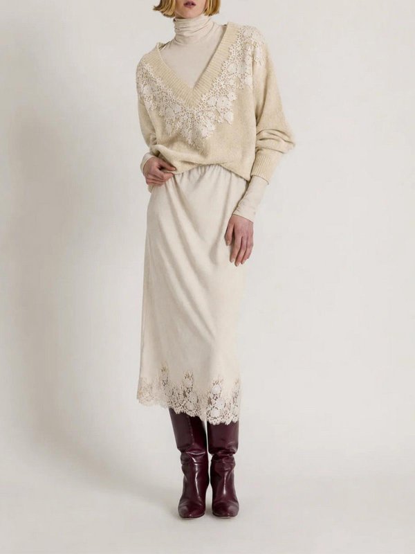 ALBERTA FERRETTI: Strickpullover mit Rundhalsausschnitt online - Rundhalspullover - Weiß