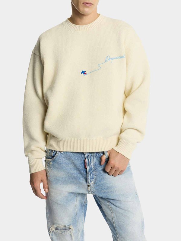 The Best Shops DSQUARED2: Strickpullover mit Rundhalsausschnitt - Rundhalspullover - Bunt