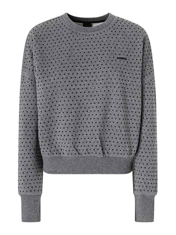 Pinko: Strickpullover mit Rundhalsausschnitt - Rundhalspullover - Grau