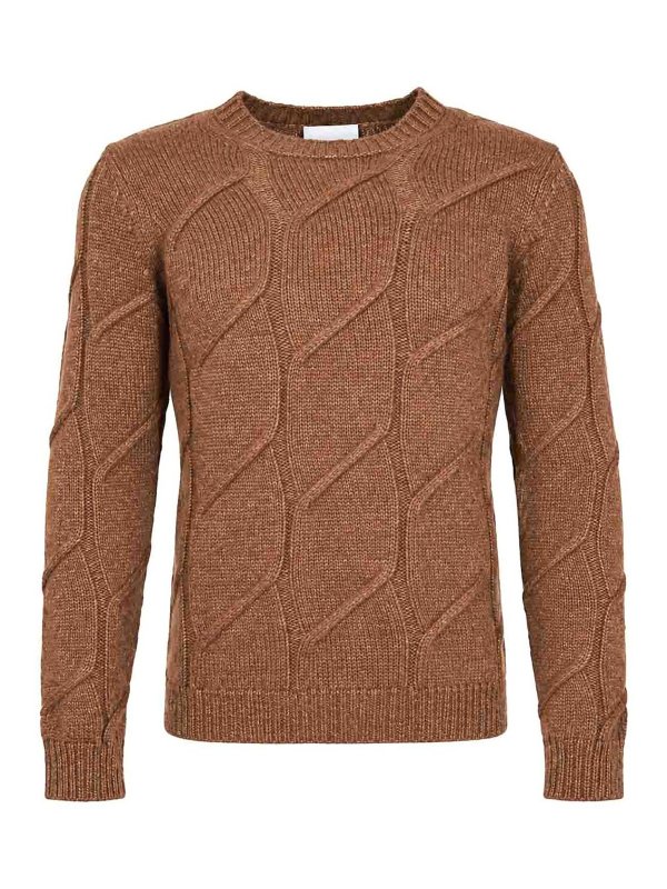 ALPHA STUDIO: Strickpullover mit Rundhalsausschnitt - Rundhalspullover - Braun