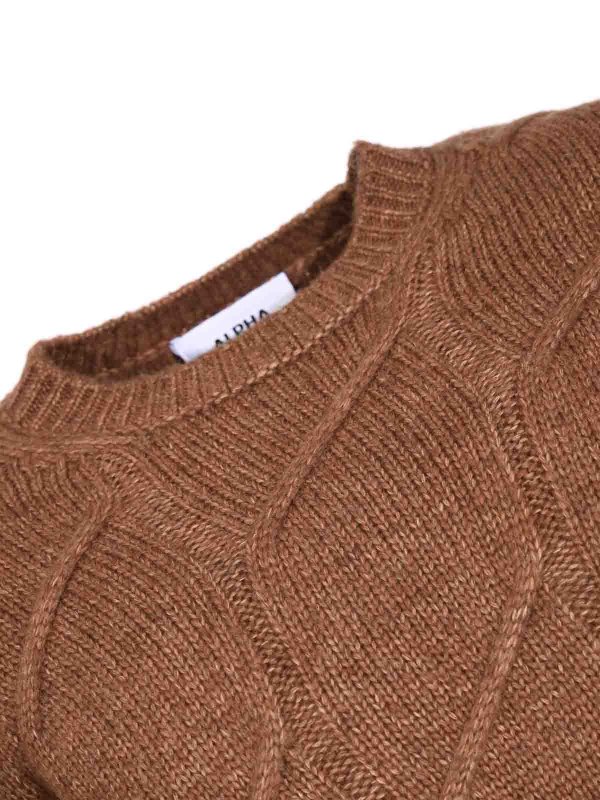 The Best Shops ALPHA STUDIO: Strickpullover mit Rundhalsausschnitt - Rundhalspullover - Braun