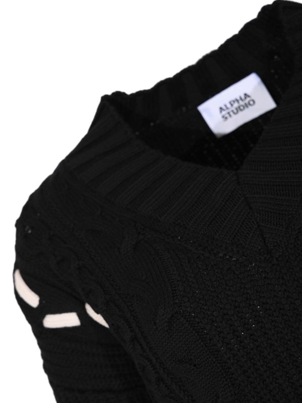 The Best Shops ALPHA STUDIO: Col en V - Pull À Col V - Noir