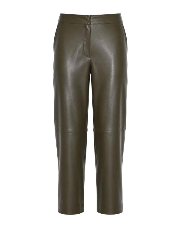 ALPHA STUDIO: leather trousers - Straight Trousers