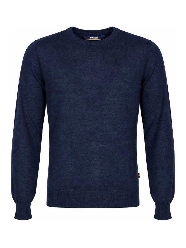K-WAY: Strickpullover mit Rundhalsausschnitt - Rundhalspullover - Blau