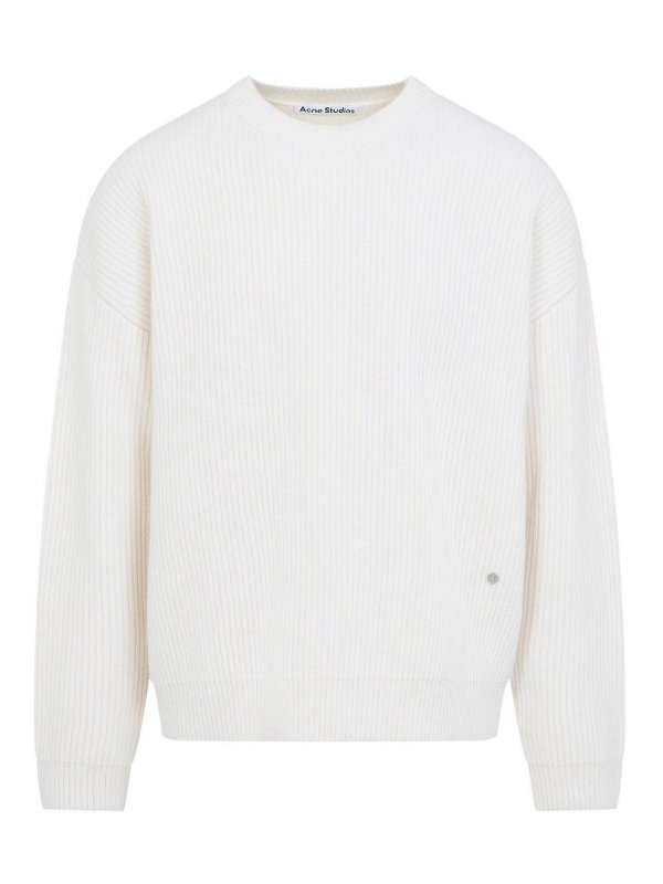 Acne Studios: Pull col rond - Pull Col Rond - Crème