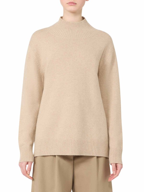 WEEKEND MAX MARA: Strickpullover mit Rundhalsausschnitt online - Rundhalspullover - Hellbraun